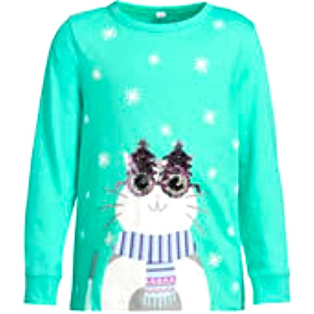 *NWT* Land’s End Girls Long Sleeve Graphic Tee (Size: M)
Color: HOLIDAY CAT